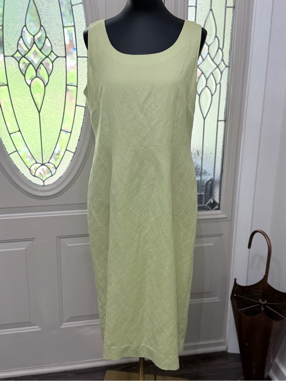 Jessica Howard Lime Green Linen Blend Midi Dress Size 14 - Picture 3 of 7